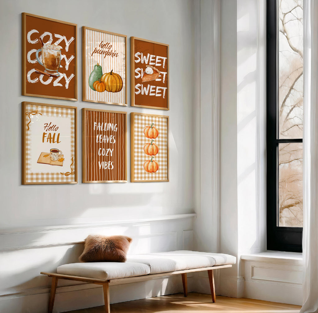 Fall Prints, Set of 6, Autumn Printable Art, Pumpkin Printable, Fall things printable, Thanksgiving Prints - Watercolor - [Digital Files]