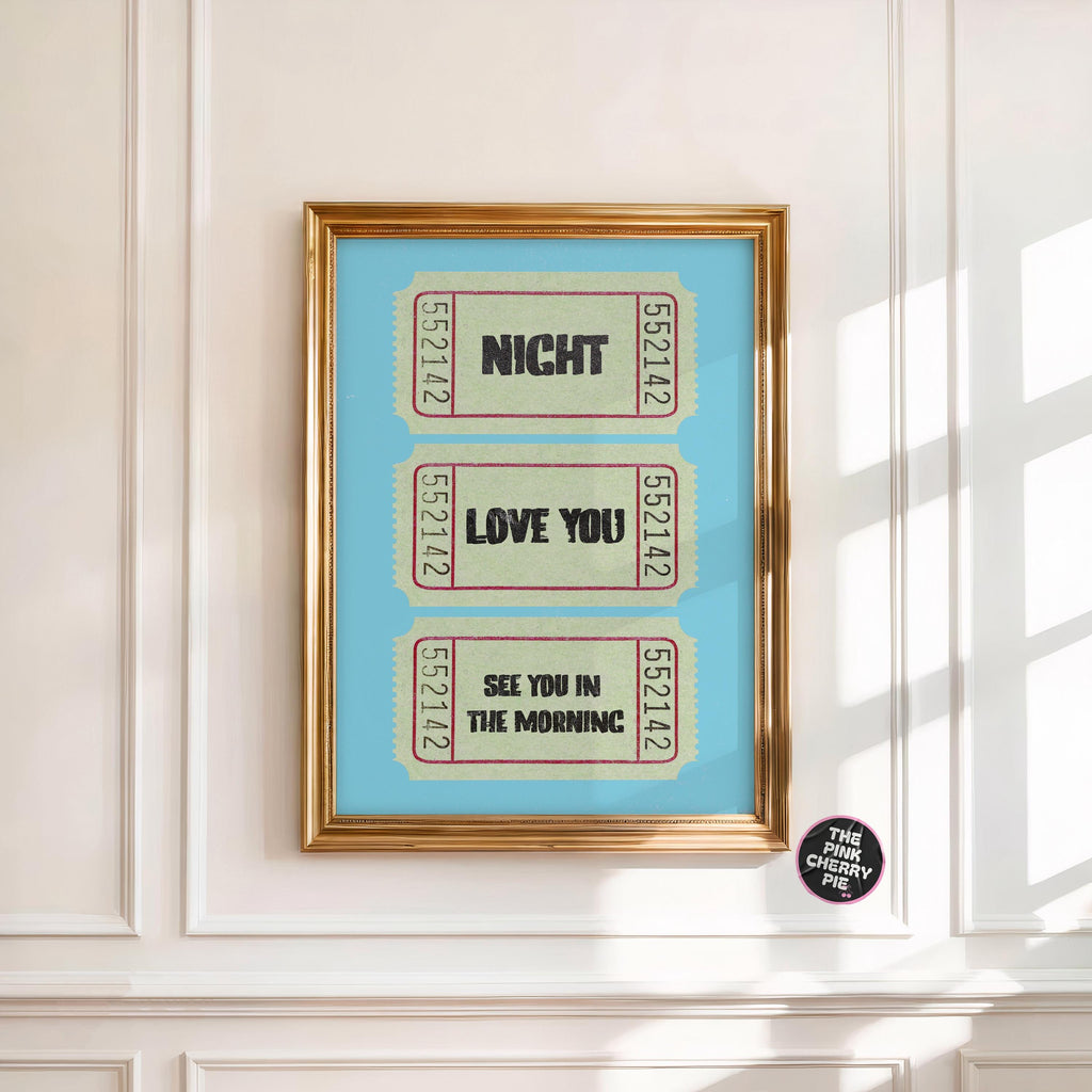 Night Love You Ticket Stub Print: Vintage Ticket Print, Retro Bedroom Wall Art [Digital Print]