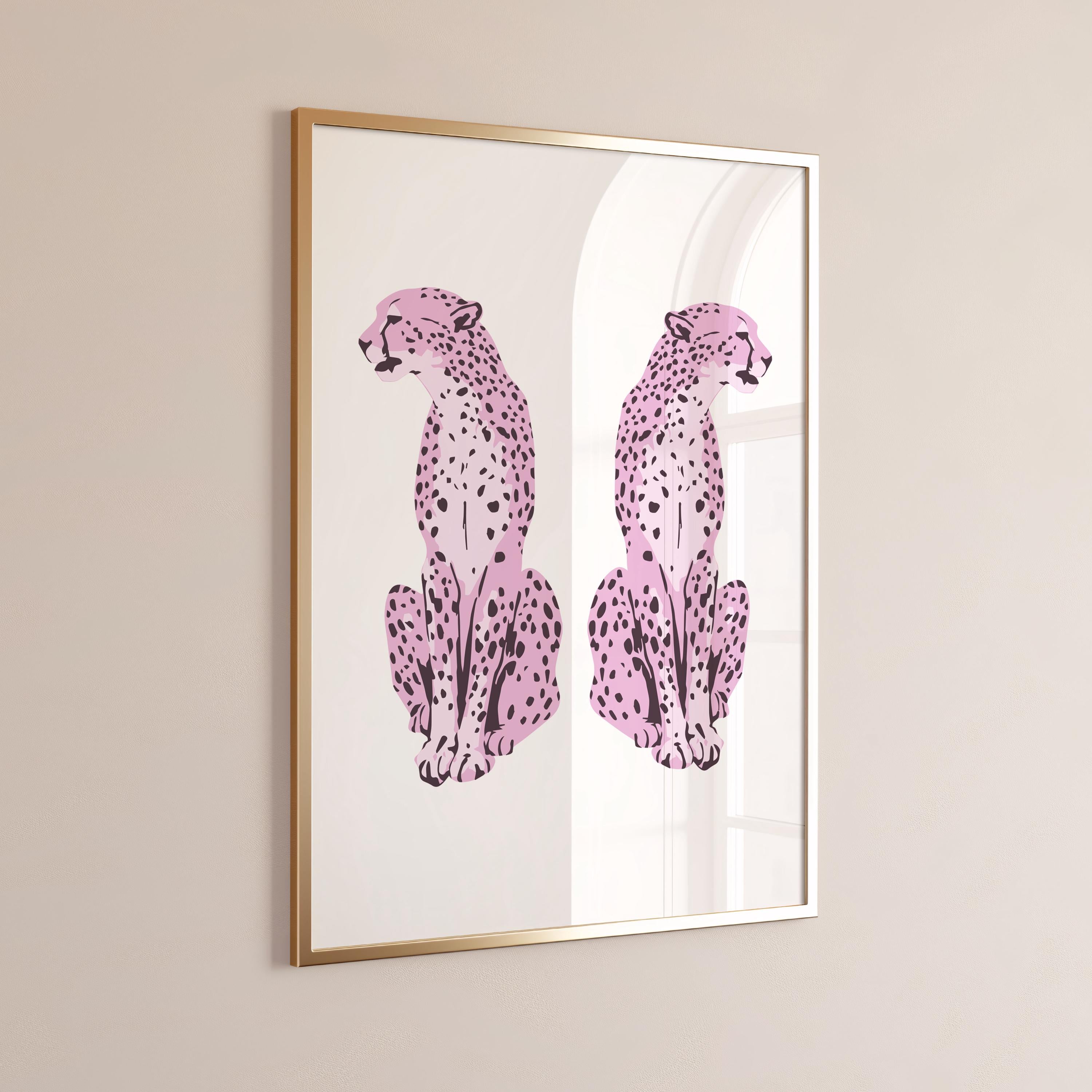 Pink Wall Art Print Set of 3, Trendy Posters, Digital Wall Art, Girly Dorm Room Decor, Printable Wall Art, 8 Ball Print Cheetah Poster