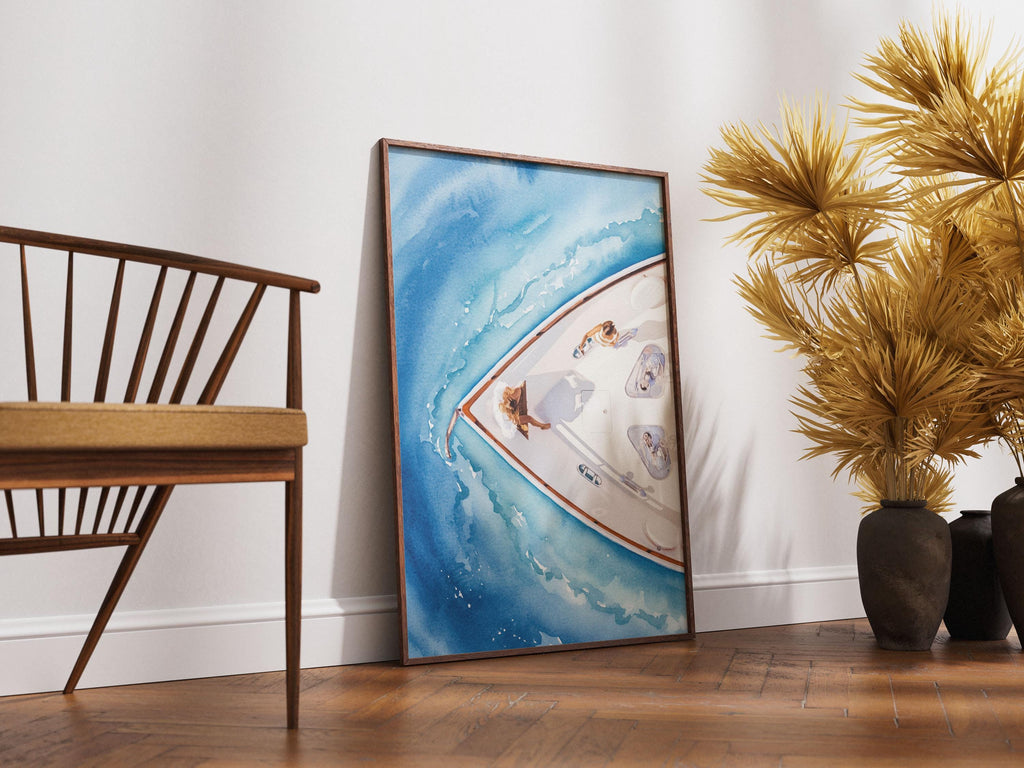 Yacht Watercolor Digital Print, Yacht Wall Art, Yacht Poster, Boat Print, Luxury Fashion Print, Yacht Club Print, Luxury Yacht Poster