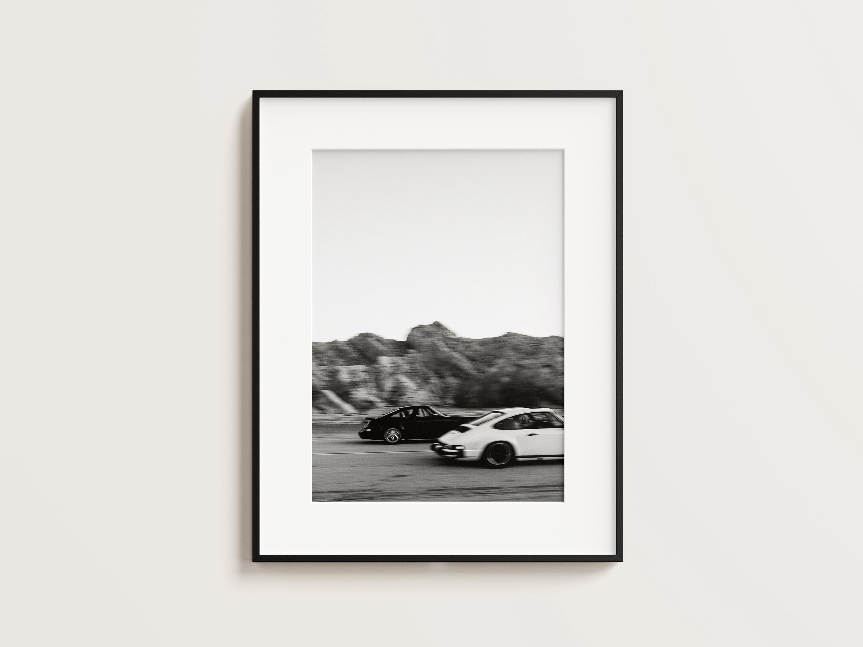 Racing Porsche 911 Print, Vintage Porsche Black and White Wall Art, Vintage Print, Automotive Photography Prints - Semi-Glossy Paper Print