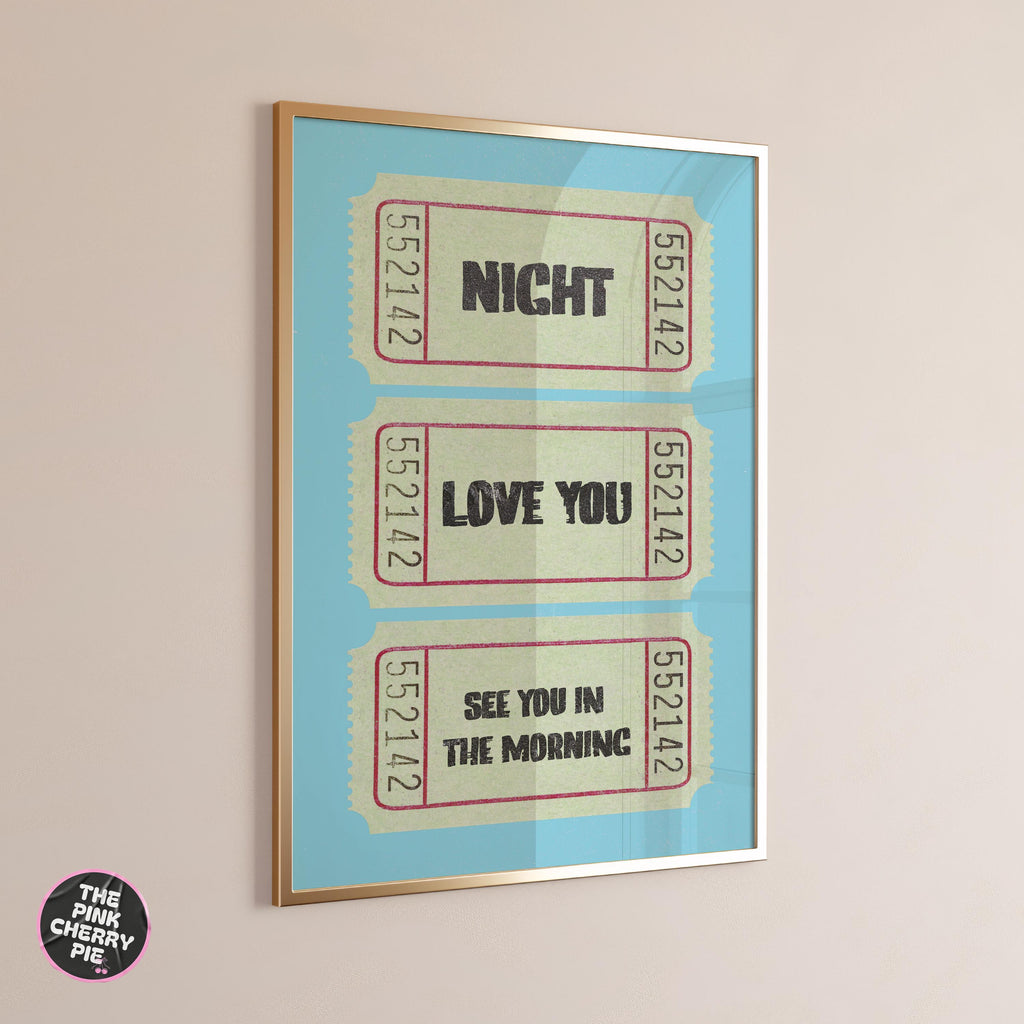 Night Love You Ticket Stub Print: Vintage Ticket Print, Retro Bedroom Wall Art [Digital Print]
