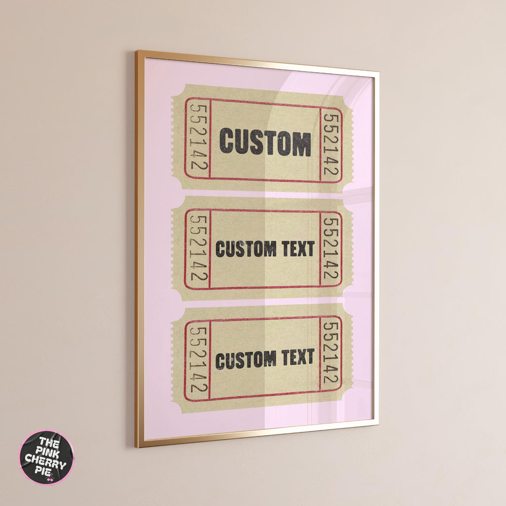 Custom Ticket Stub Print: Vintage Ticket Print, Retro Bedroom Wall Art, Spare Bedroom Print, Wall Prints for Bedroom Trendy [Digital Print]