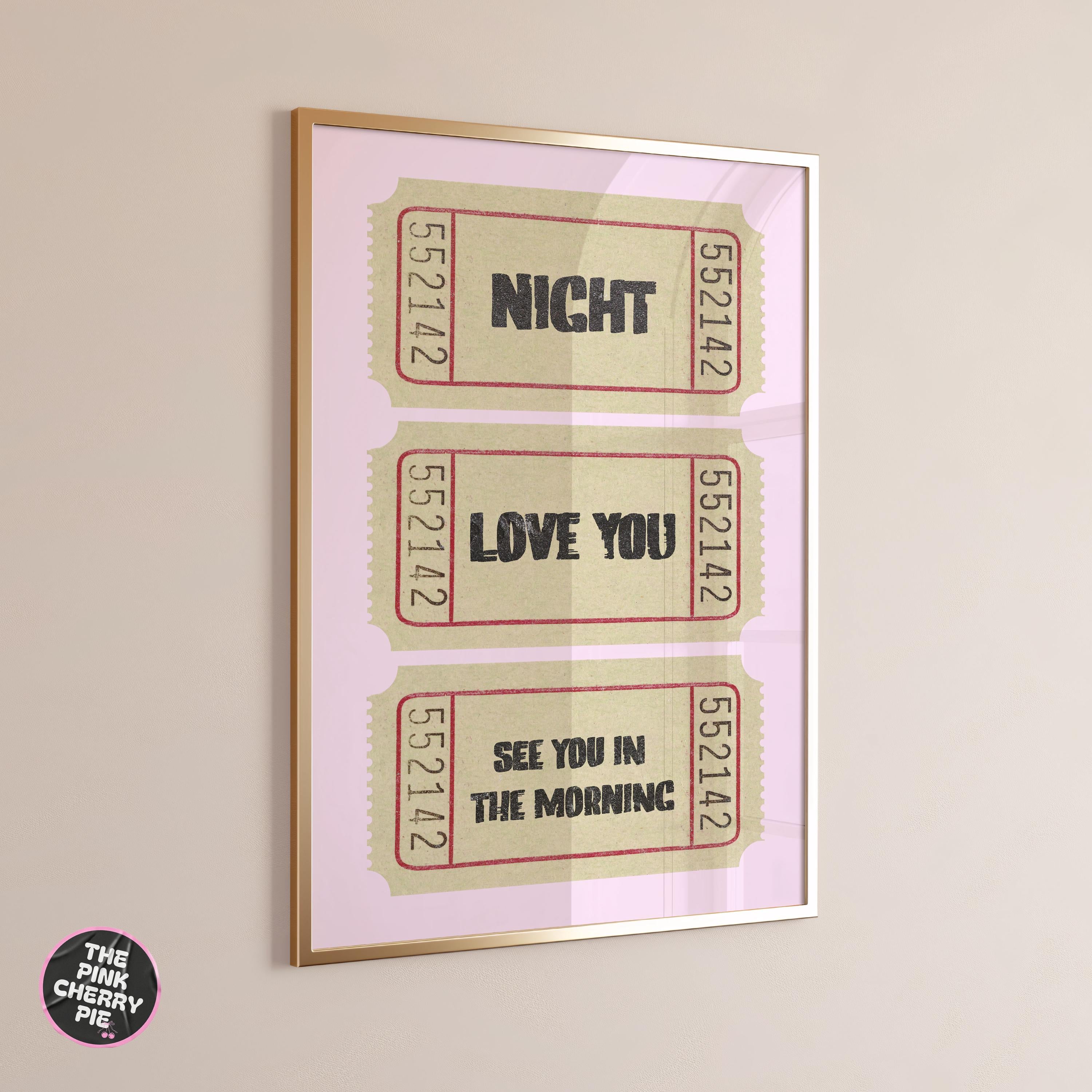 Night Night Love You Print - Retro Wall Art, Mid Century Modern Wall Art, Retro Bedroom Wall Art [Digital Print]