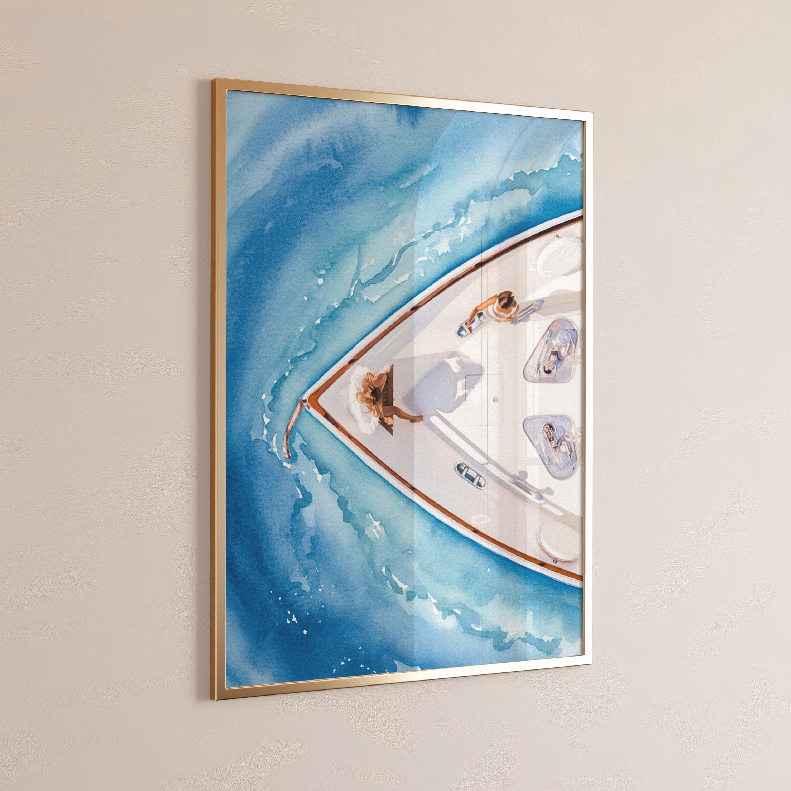 Yacht Watercolor Digital Print, Yacht Wall Art, Yacht Poster, Boat Print, Luxury Fashion Print, Yacht Club Print, Luxury Yacht Poster