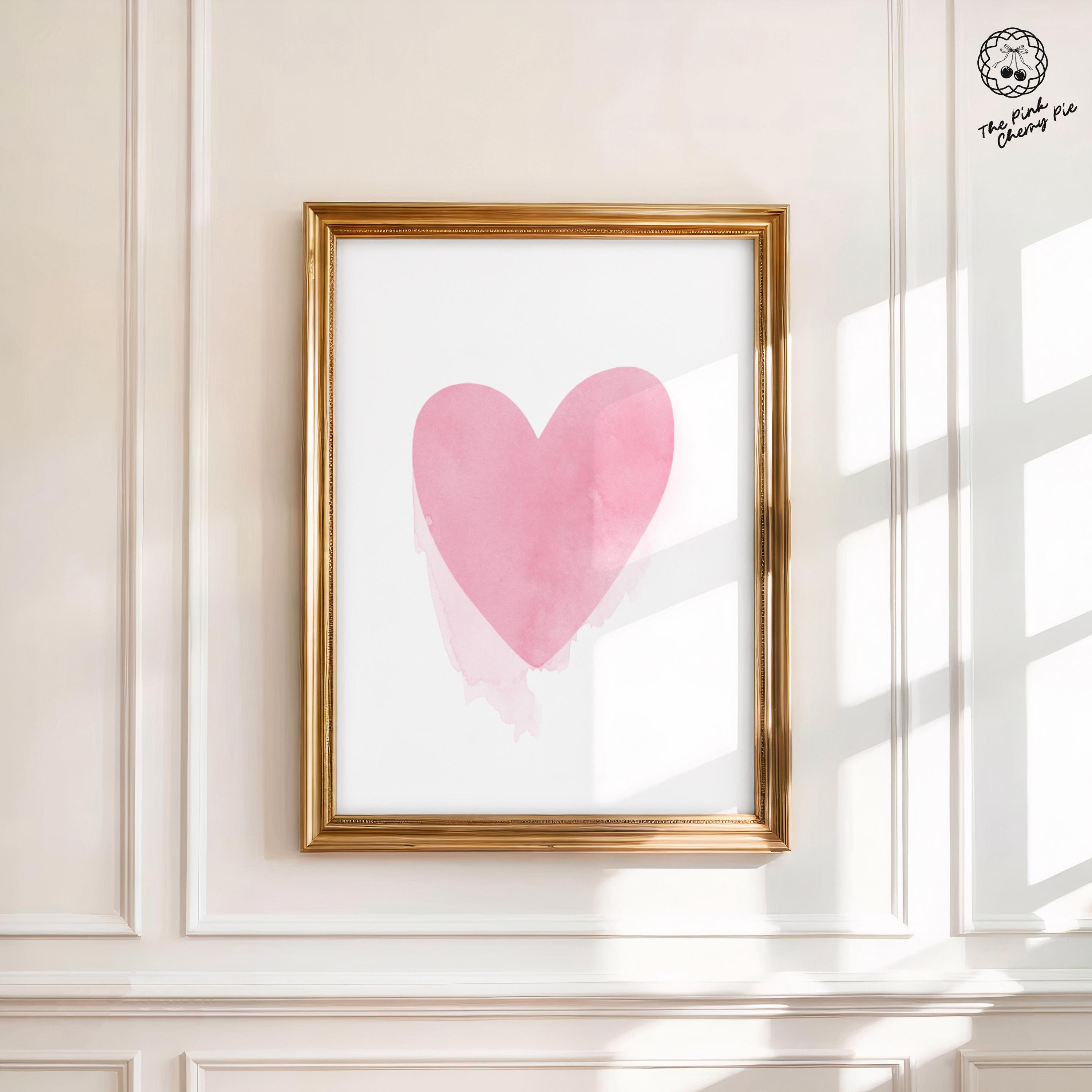 Pink Heart Watercolor Minimalist Print - Wall Art, Modern Dorm & Office Decor [Digital Download]