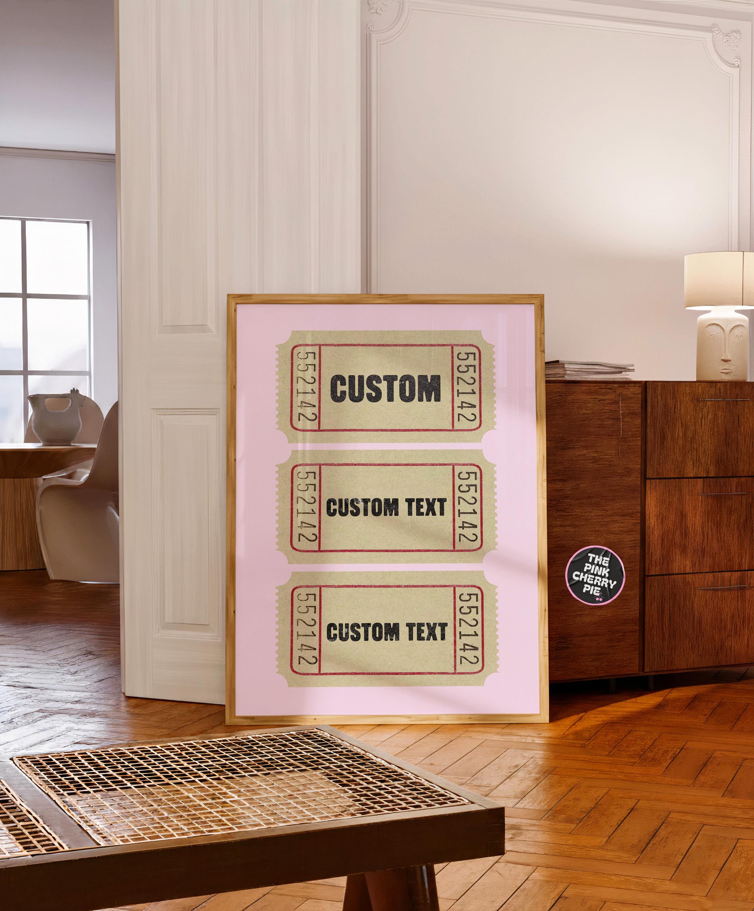 Custom Ticket Stub Print: Vintage Ticket Print, Retro Bedroom Wall Art, Spare Bedroom Print, Wall Prints for Bedroom Trendy [Digital Print]