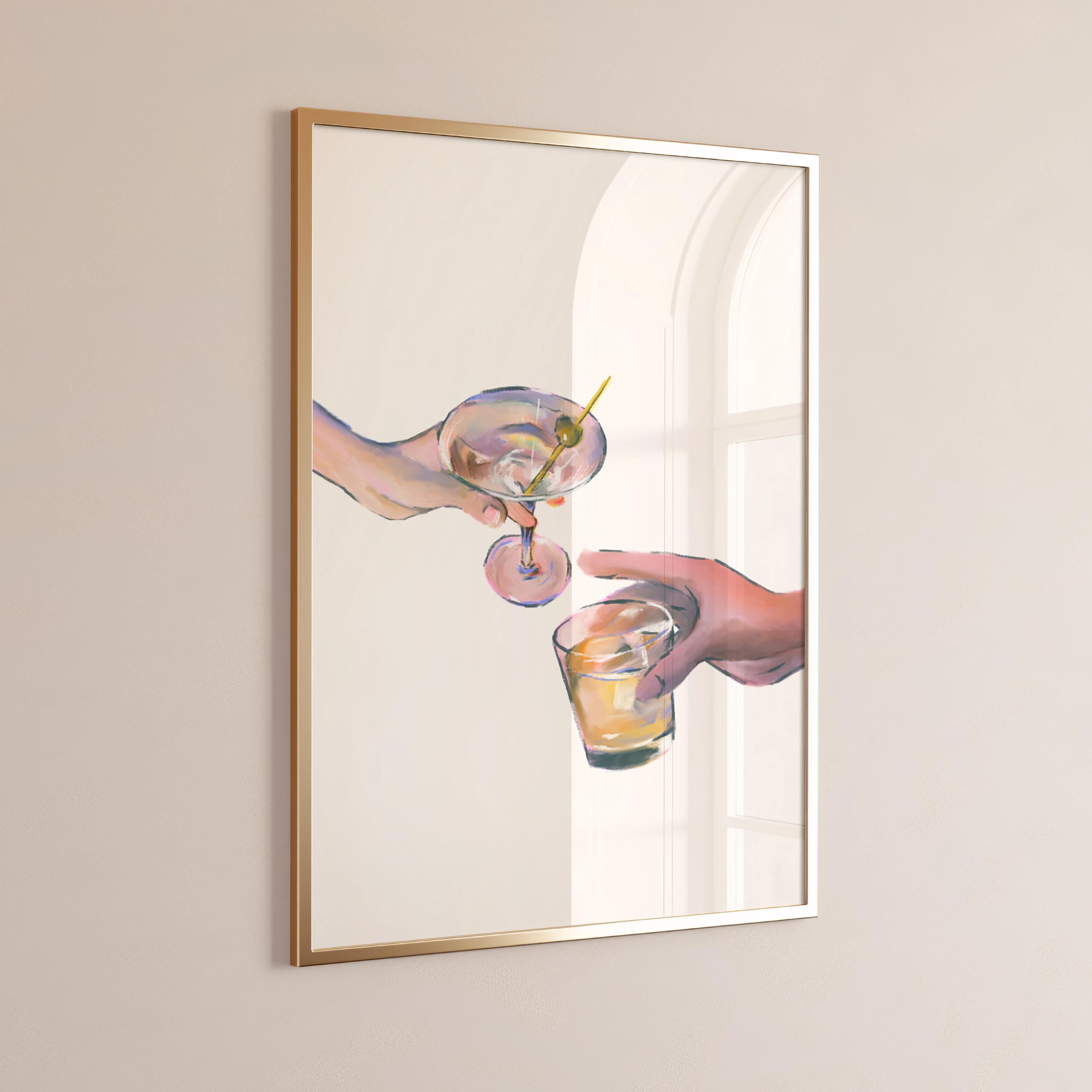 Cheers Pink & Purple Martini Wall Art Set of 3 – Girly Bar Cart or Dorm Decor | Coquette Cocktail Digital Prints | Fun Retro Drink Aesthetic