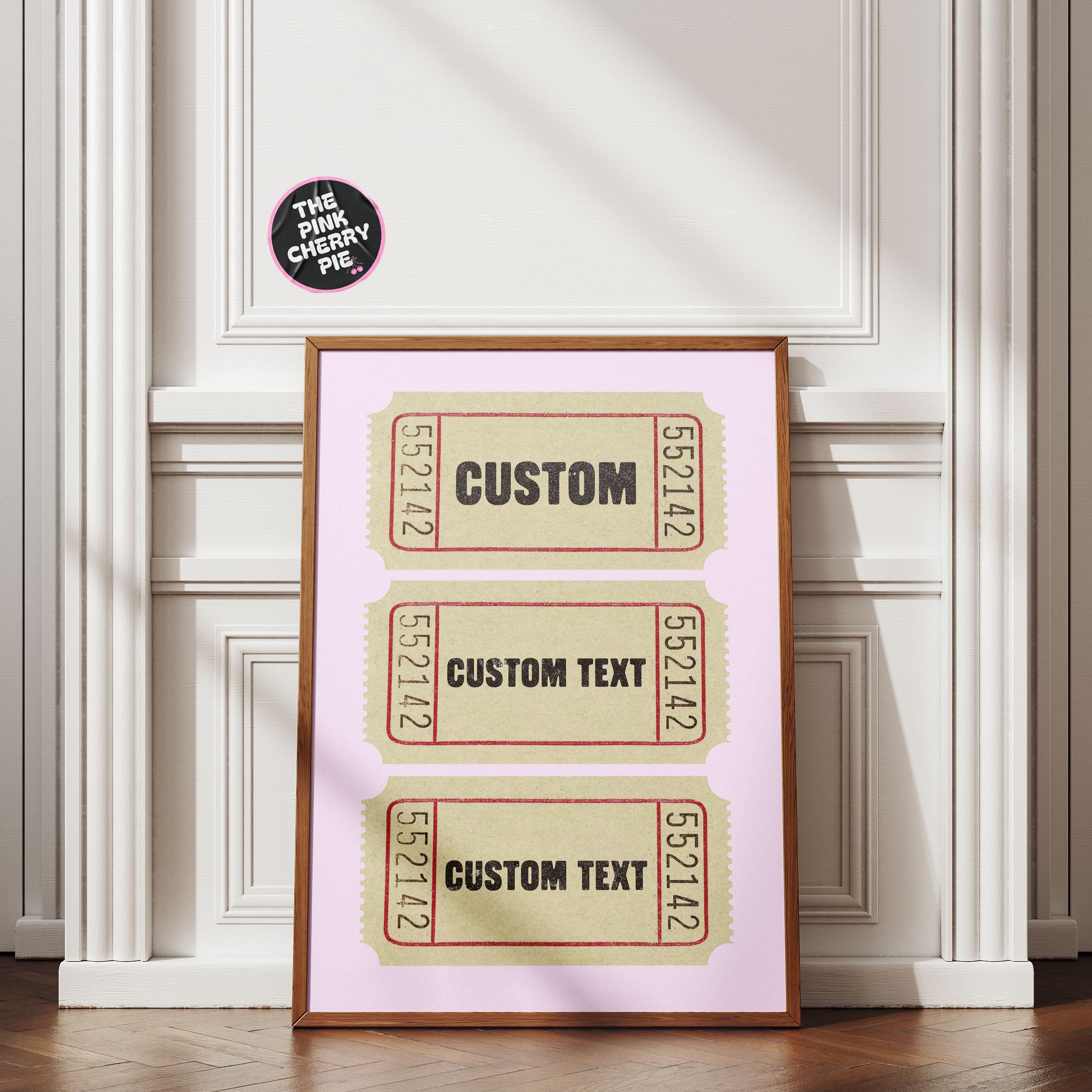 Custom Ticket Stub Print: Vintage Ticket Print, Retro Bedroom Wall Art, Spare Bedroom Print, Wall Prints for Bedroom Trendy [Digital Print]