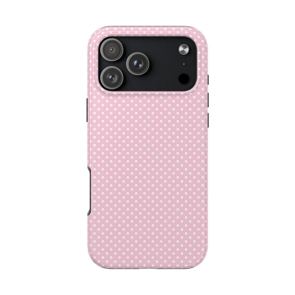 Polka dot phone case, pink phone case, decoden phone case - iPhone 17 Pro Max case, Trendy Retro Y2K Aesthetic Minimal, Girly - Glossy Case