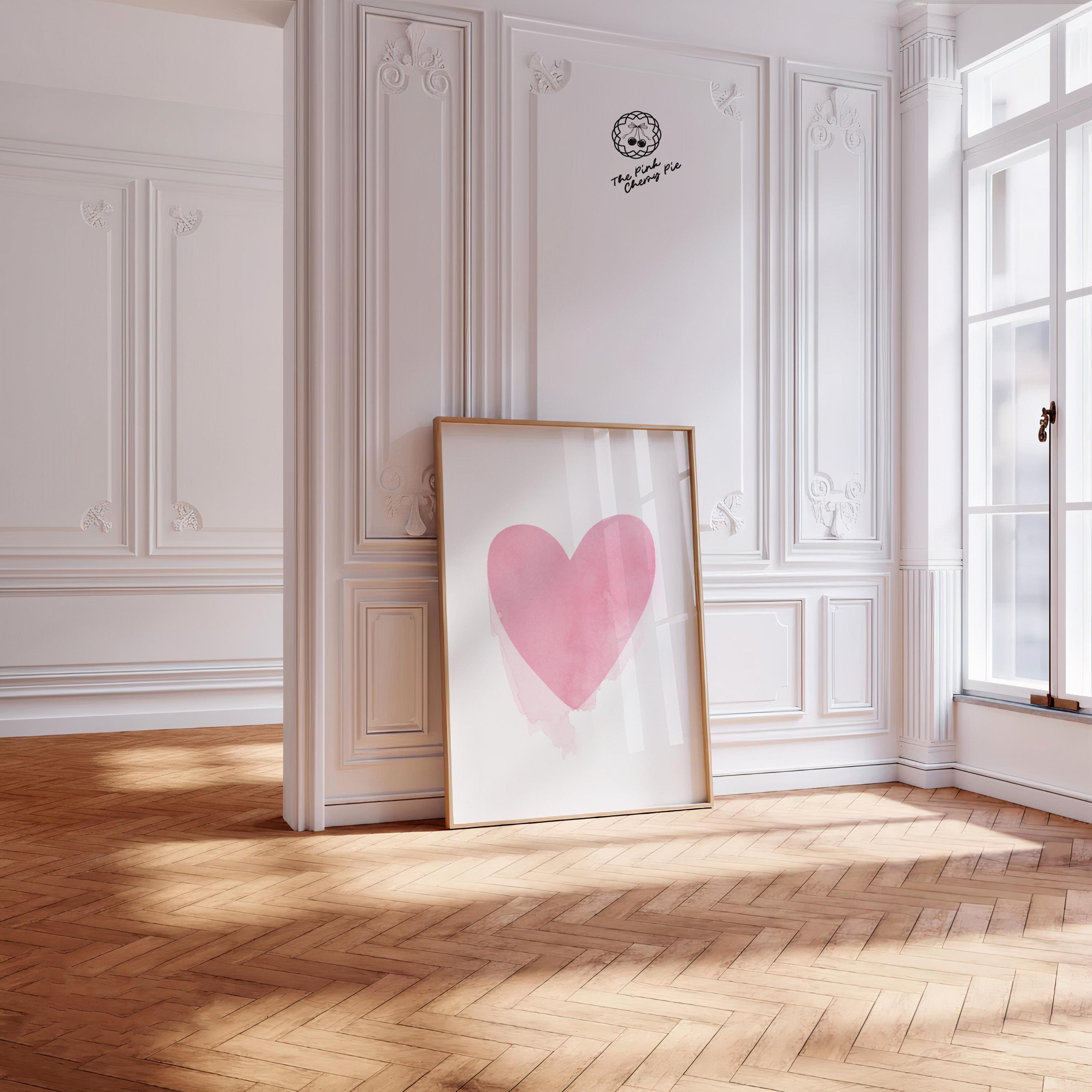 Pink Heart Watercolor Minimalist Print - Wall Art, Modern Dorm & Office Decor [Digital Download]