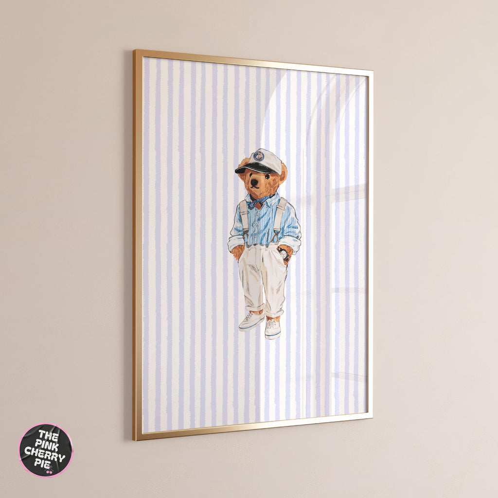 Coastal bear print, Coastal Wall Art, Beach Wall Art, Trendy Prints, Baby Shower [Digital Download]