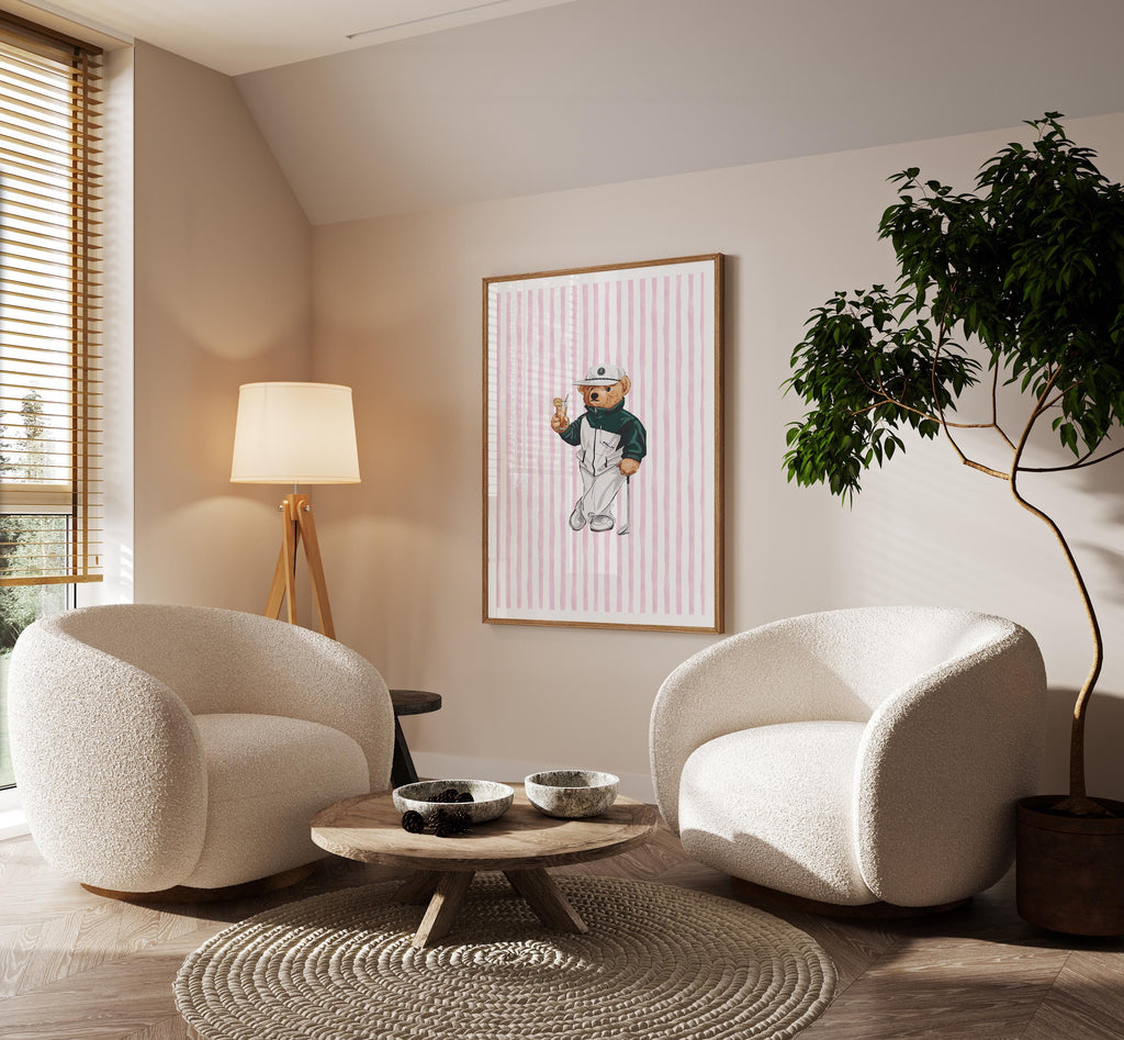 Golf Nursery - Golf Prints, Golf Preppy Bear Print, golf wall art, golf gifts, golf ornament [Digital File]