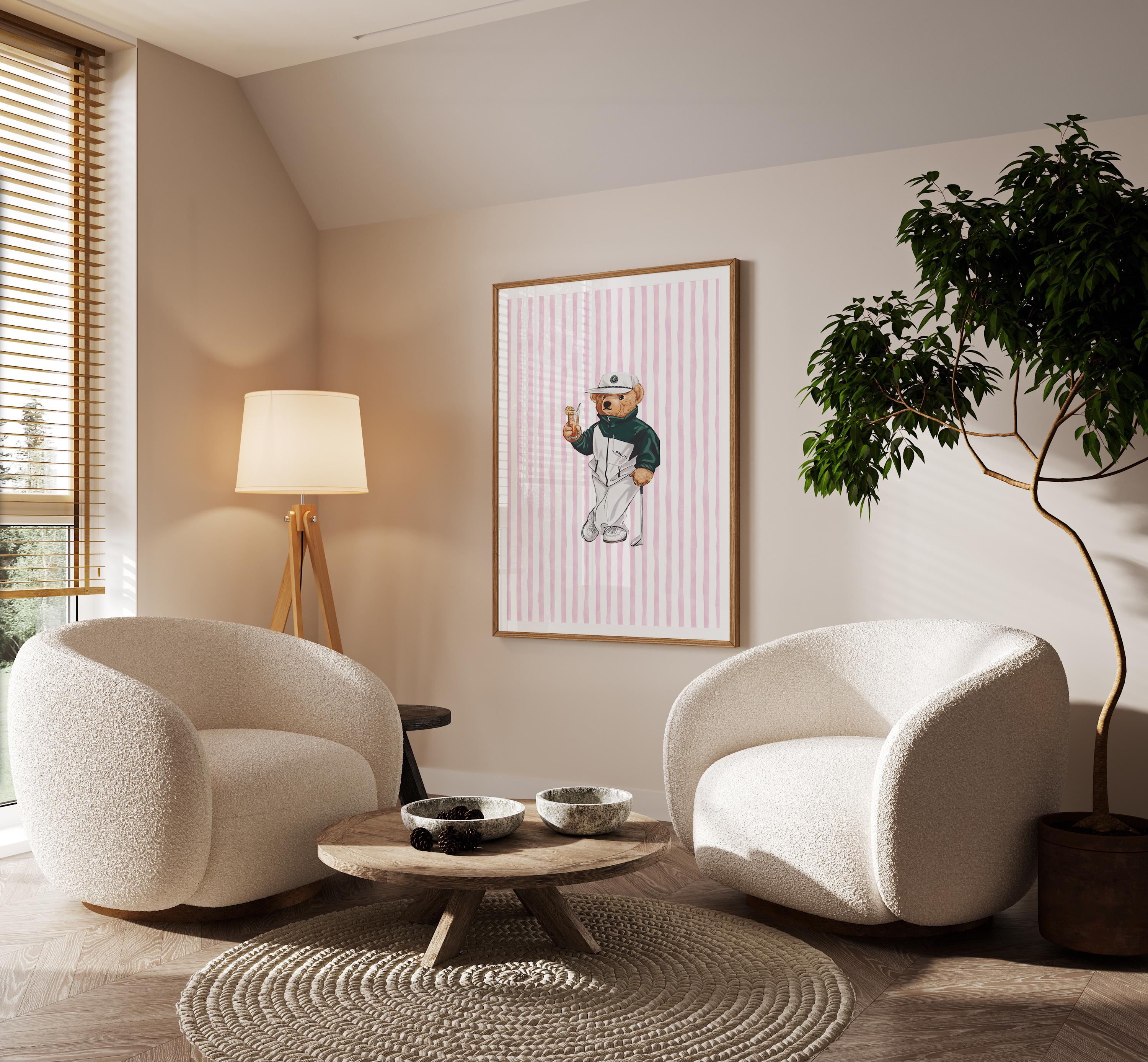 Golf Nursery - Golf Prints, Golf Preppy Bear Print, golf wall art, golf gifts, golf ornament [Digital File]