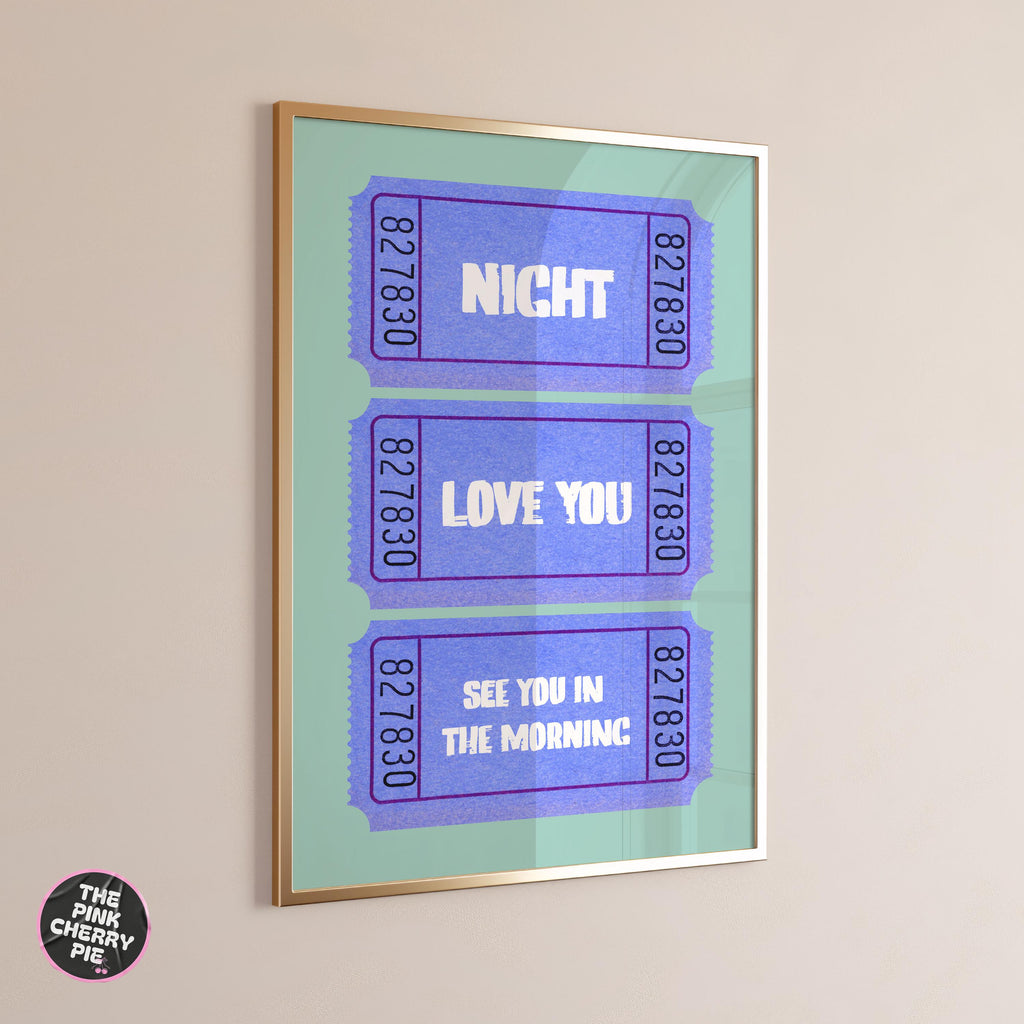 Night Love You Ticket Stub Print: Vintage Ticket Print, Retro Bedroom Wall Art [Digital Print]