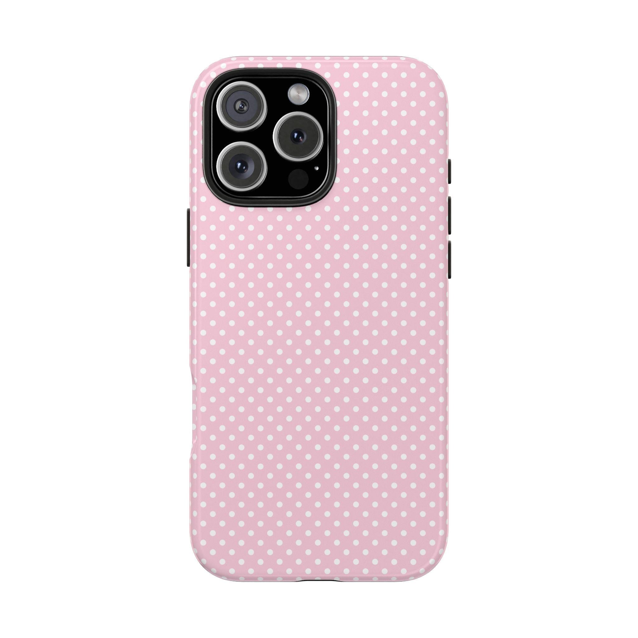 Polka dot phone case, pink phone case, decoden phone case - iPhone 17 Pro Max case, Trendy Retro Y2K Aesthetic Minimal, Girly - Glossy Case