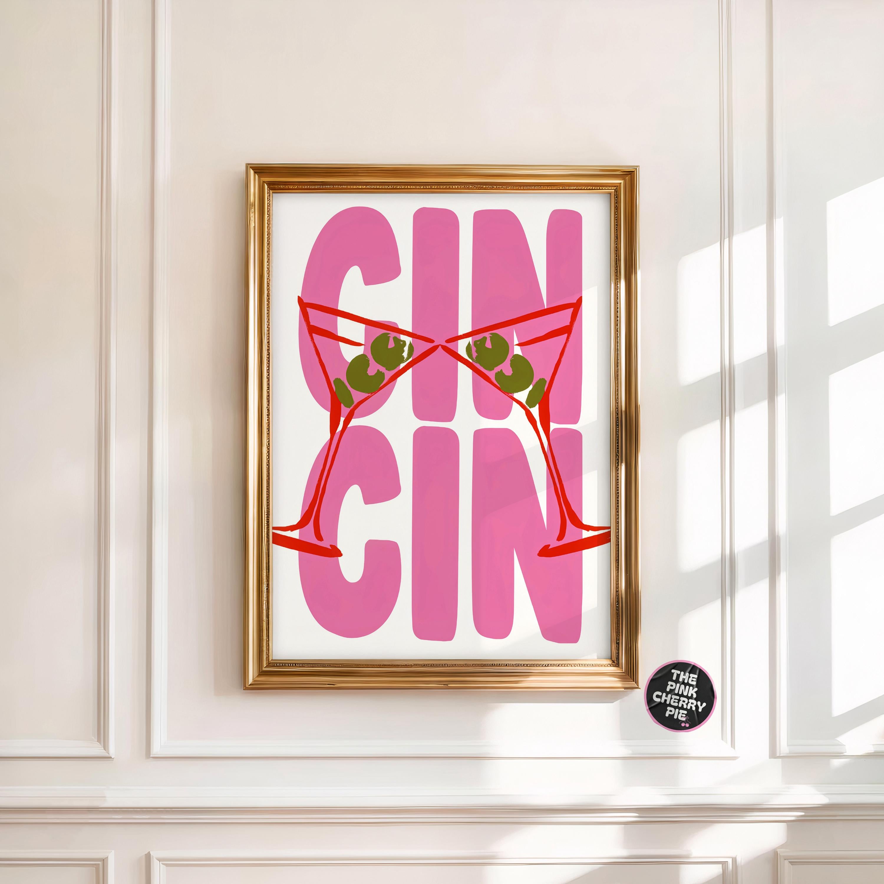 Trendy Cin Cin Print, Martini Cheers Print, Cocktail Print, Bar Cart Art Print, Maximalist Kitchen Print, Vintage Drink Poster, Retro Art