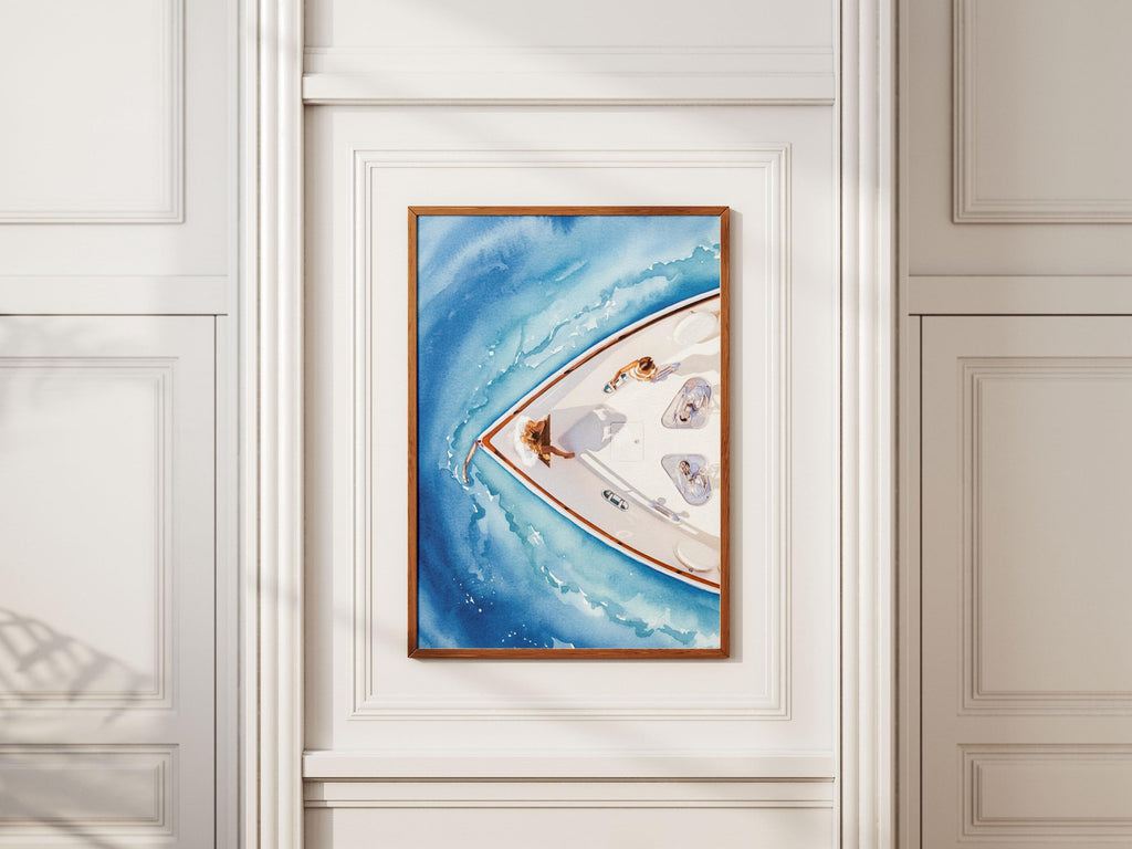 Yacht Watercolor Digital Print, Yacht Wall Art, Yacht Poster, Boat Print, Luxury Fashion Print, Yacht Club Print, Luxury Yacht Poster