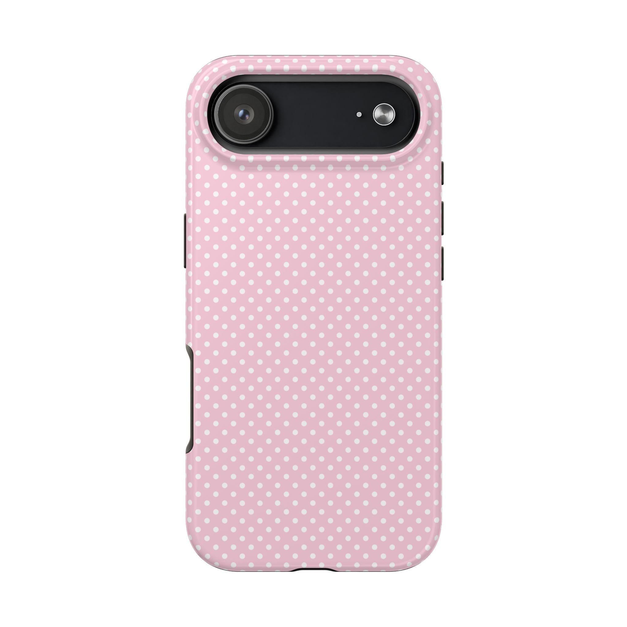 Polka dot phone case, pink phone case, decoden phone case - iPhone 17 Pro Max case, Trendy Retro Y2K Aesthetic Minimal, Girly - Glossy Case